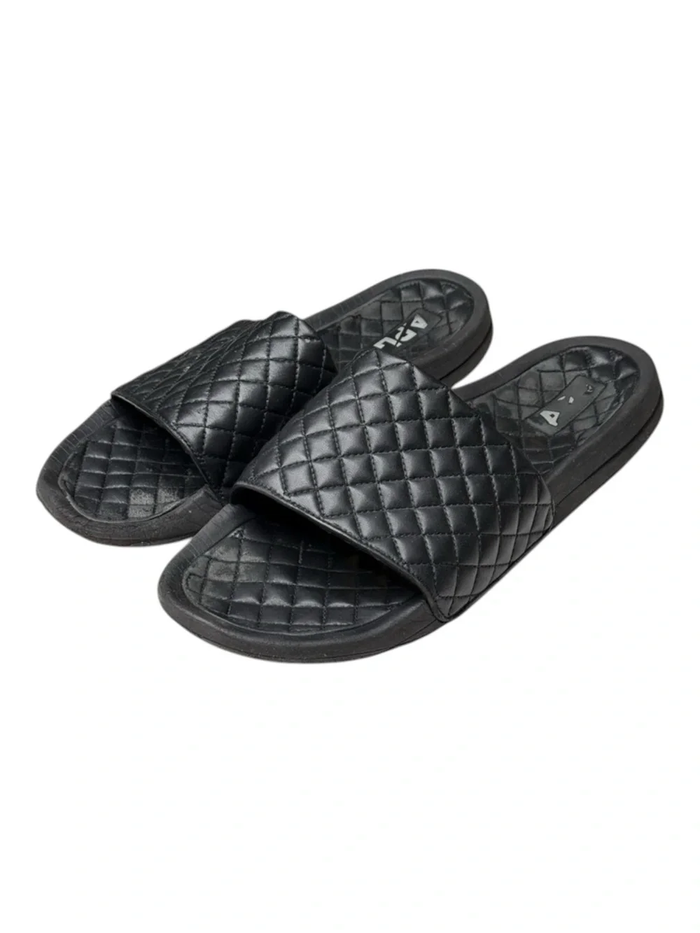 APL 𖤐 Lusso Quilted Nappa Leather Beach Athletic Pool Slide Sandal 𖤐 Black 𖤐 14